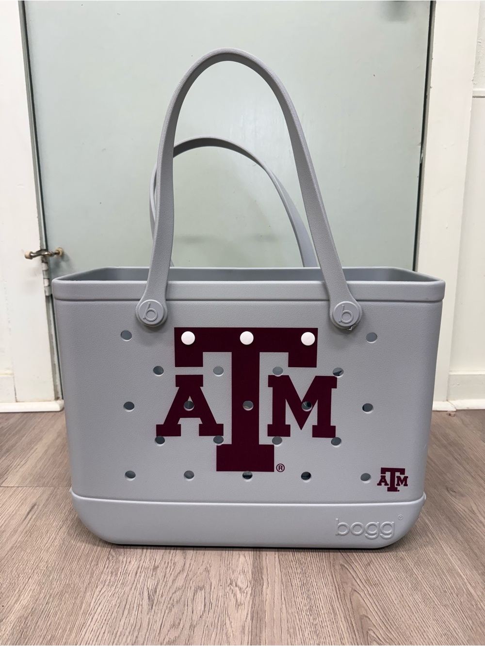 BOGG BAG Texas A&M Gray Tote with Maroon Logo